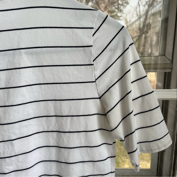 White and Black Striped Mock-Neck Tee - Picture 3 of 3